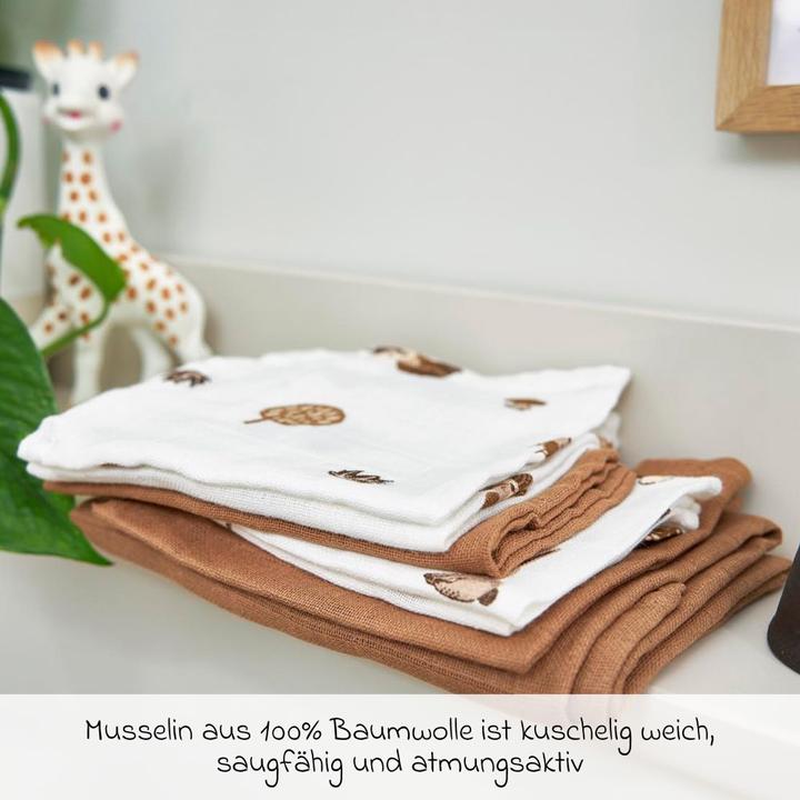 Actual product image Meyco Baby Forest Animals Washcloths - Pack of 3 - muslin - toffee