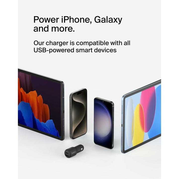 Actual product image Belkin 42w - 30w USB-C 12w USB-A Car Charger