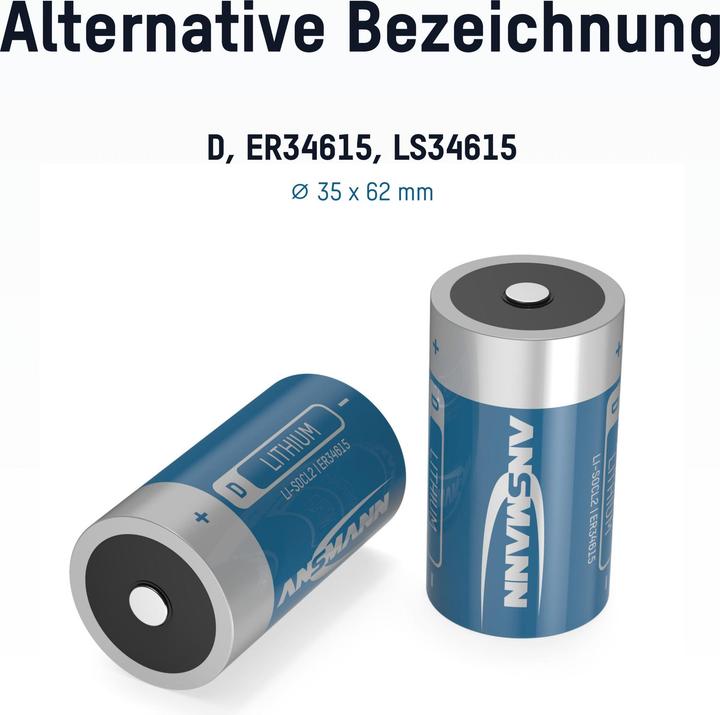 Actual product image Ansmann Battery D ER34615 3.6V Lithium thionyl chloride (1 pcs.)