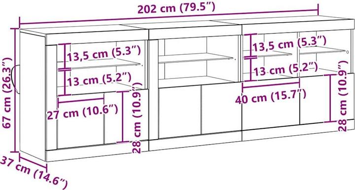 Immagine prodotto VidaXL Credenza (202 x 37 x 67 cm)