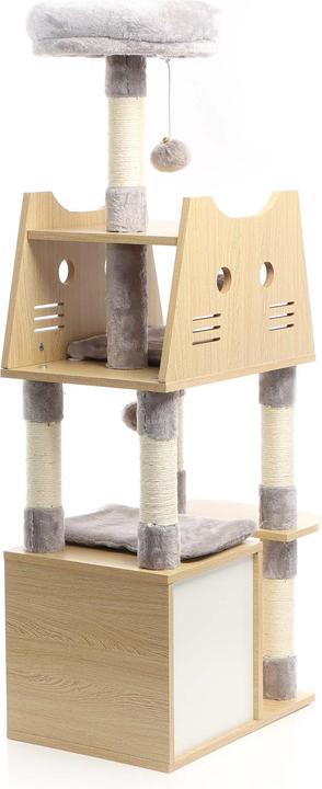 Actual product image Fudajo Scratching post (126 cm, Light wood and grey plush)