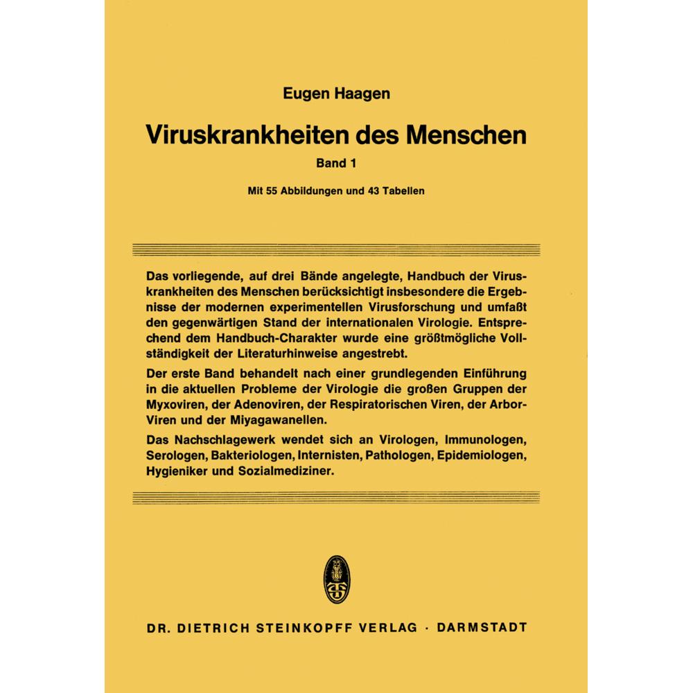 Viruskrankheiten des Menschen, Fachbücher von Eugen Haagen