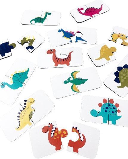 Activity Board Puzzle di dinosauri in legno da 2 pezzi, materiale educativo, schede prescolari per la scuola (24 pezzi)