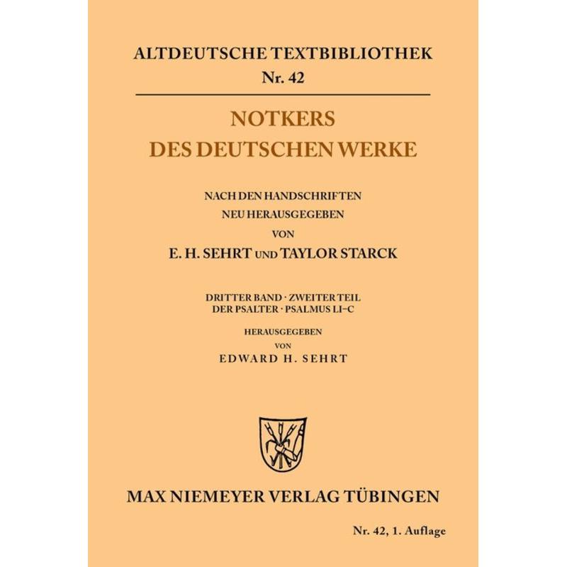 Notkers des Deutschen Werke, Fachbücher von Edward H. Sehrt