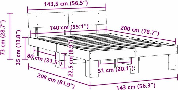 Actual product image vidaXL Bettgestell (140 x 200)