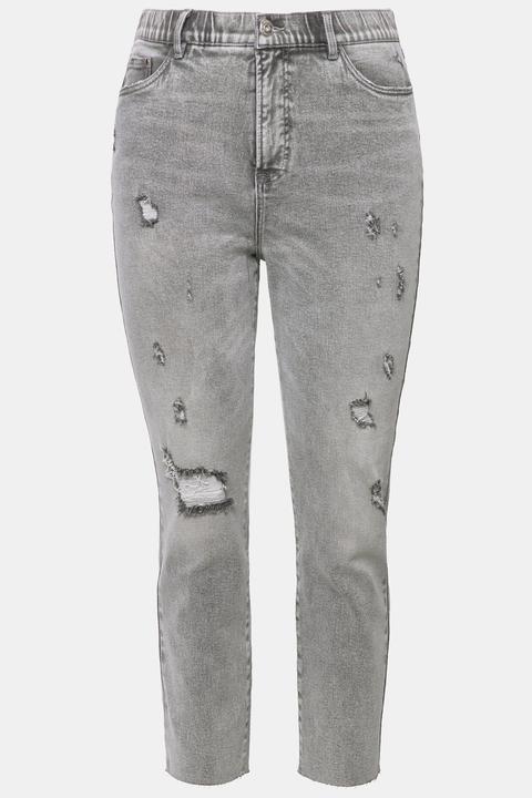 Actual product image Studio Untold Distressed Raw Hem Mom Jeans (56)