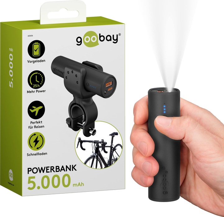 Produktbild Goobay Bike-Powerbank (5000 mAh, 18.50 W, 18.50 Wh)