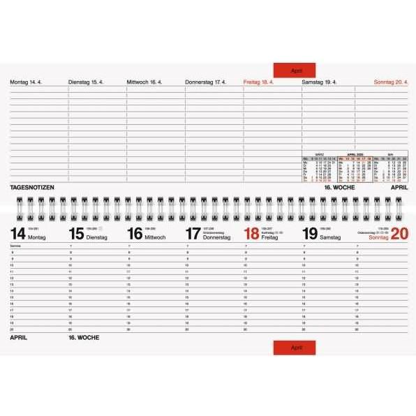 Thumbnail - Rido, Agenda, Querkalender Septant 30,7x10,5cm 1 Woche/2 Seiten Prestige Kunstleder braun 2025 (Deutsch)