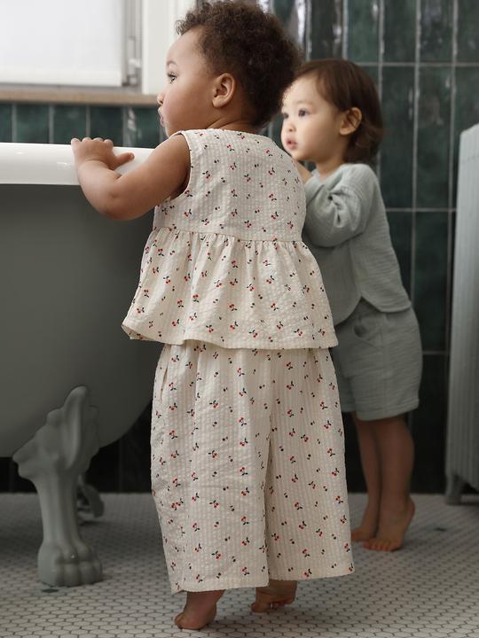 Produktbild Vertbaudet Baby-Set aus Ã¤rmelloser Bluse und weiter Hose mit Kirschen-Motive (62)