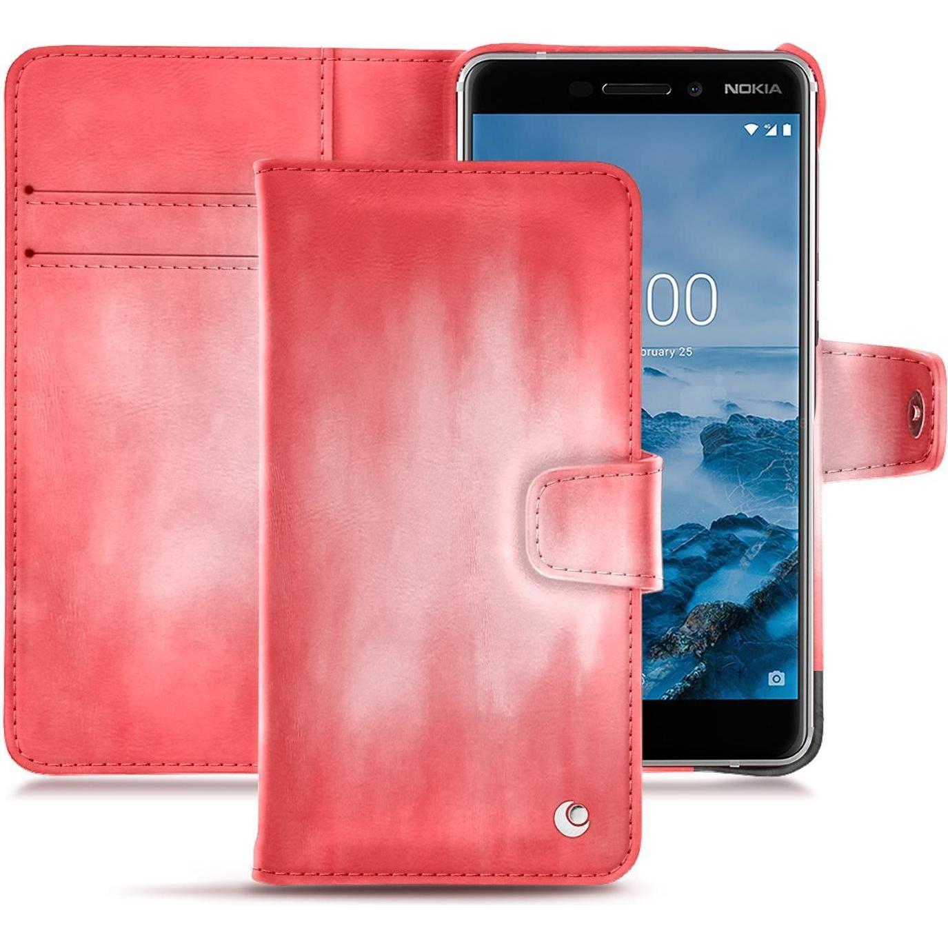 Noreve Lederschutzhülle Wallet (Nokia 6 (2018)), Smartphone Hülle, Rosa