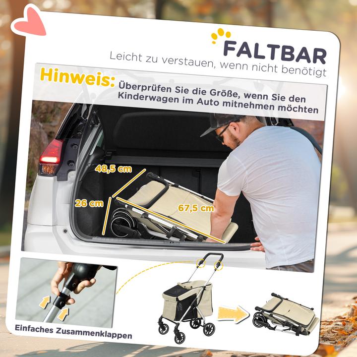 Actual product image PawHut Hundewagen Polyester, Aluminium Khaki (Cat, Dog, Foldable, Washable)