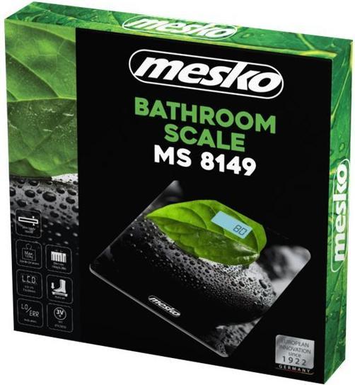 Immagine prodotto Mesko Bilancia da bagno MS 8149 Peso massimo (capacità) 150 kg, Precisione 100 g, Nero/verde (150 kg)
