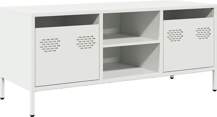 Produktbild vidaXL TV Schrank Fernsehtisch Fernsehschrank Lowboard Weiss Kaltgewalzter Stahl (39 x 39 x 43.5 cm)