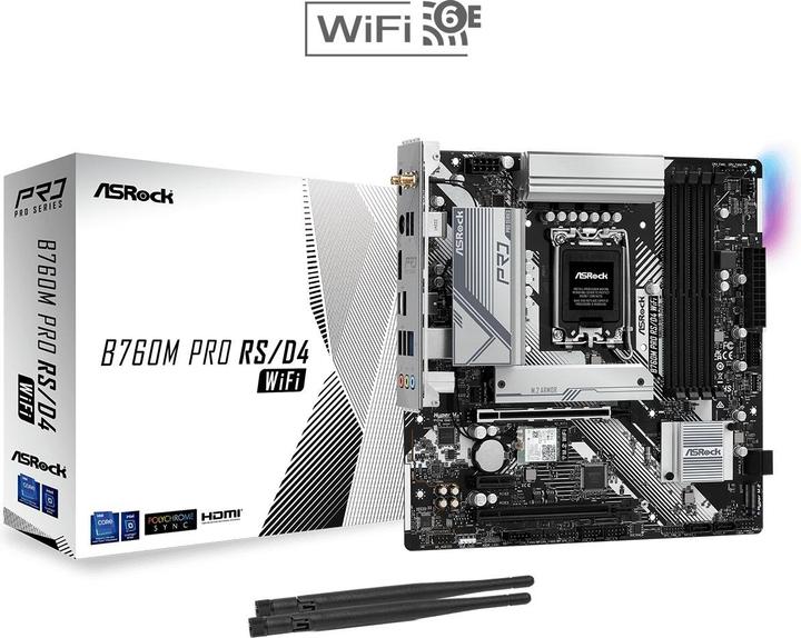 Produktbild AsRock B760M Pro RS/D4 WiFi (LGA 1700, Intel ICH7, mATX)