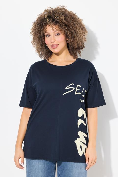 Image du produit Ulla Popken T-shirt oversize, décolleté rond et manches courtes, message imprimé (46, 48)
