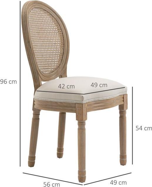 Produktbild Swisshandel24 2er Set Esszimmerstühle Vintage Küchenstuhl im Leinenoptik Polsterstuhl mit Rattan-Rückenlehne Massi