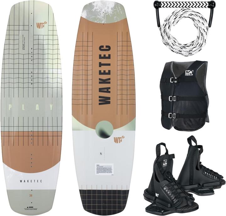 Waketec Wakeboard Set für Anfänger mit Bindung und Zubehör (134 cm)