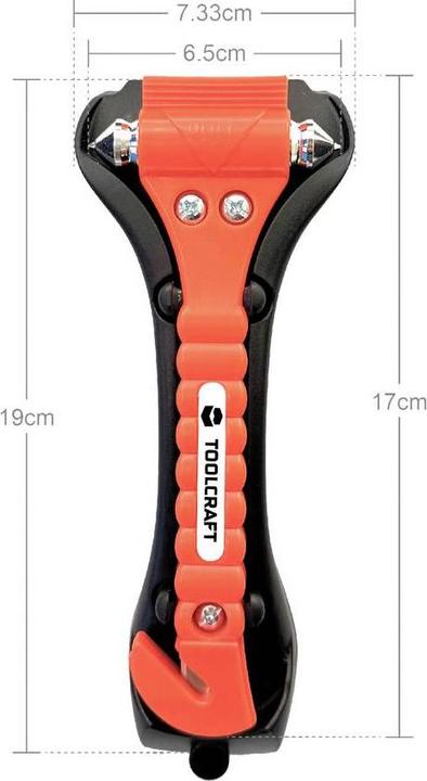 Produktbild Toolcraft TO-10362528 Nothammer Glasbrecher, Inkl. Halter, Gurtschneider Erwach