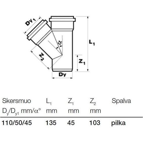 Thumbnail - Wavin, Zubehör Sanitärinstallation, Baltic Internal sewerage tee OPTIMA, d, 110-50, 45 *