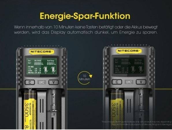 Produktbild Nitecore UM2 USB-Ladegerät (1 Stk., 14500, 16340, 18650, 26650, Ladegerät ohne Akku)
