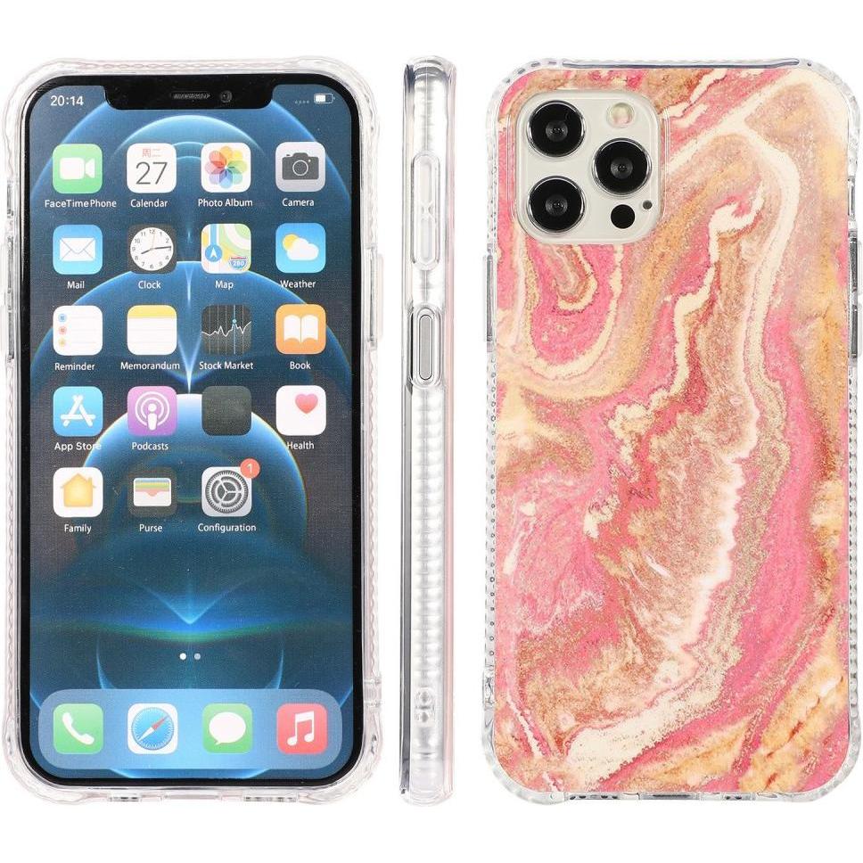 Cover-Discount iPhone 13 - Softes Silikon Gummi Case rosa Marble (Apple iPhone 13), Smartphone Hülle, Rosa
