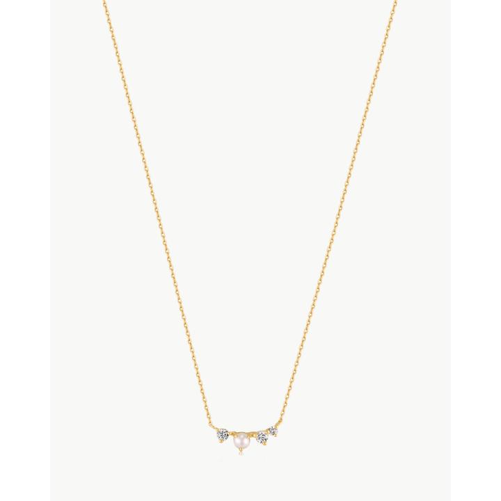 Image du produit Ania Haie Collier en or 14kt Pearl et saphir blanc Radiance (Or jaune 585, 40 - 45 cm)