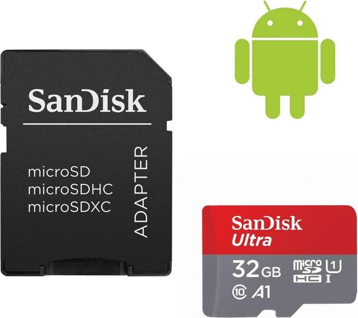 Produktbild SANDISK Ultra mit Adapter (32 GB, microSDHC, U1, UHS-I)