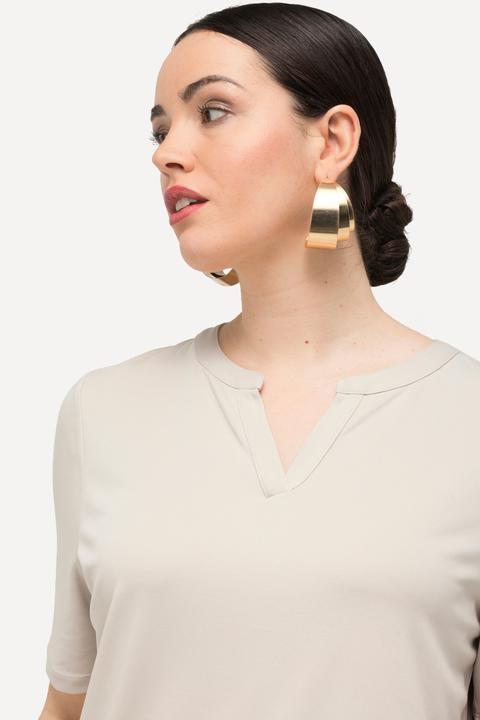 Actual product image Ulla Popken Split Neck Short Sleeve T-Shirt (42, 44)
