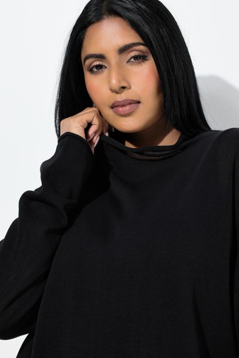 Produktbild Ulla Popken Pullover, Rollkanten, Boxy, Stehkragen, Langarm (50, 52)