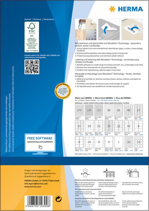 Immagine prodotto HERMA Etichette rimovibili A4