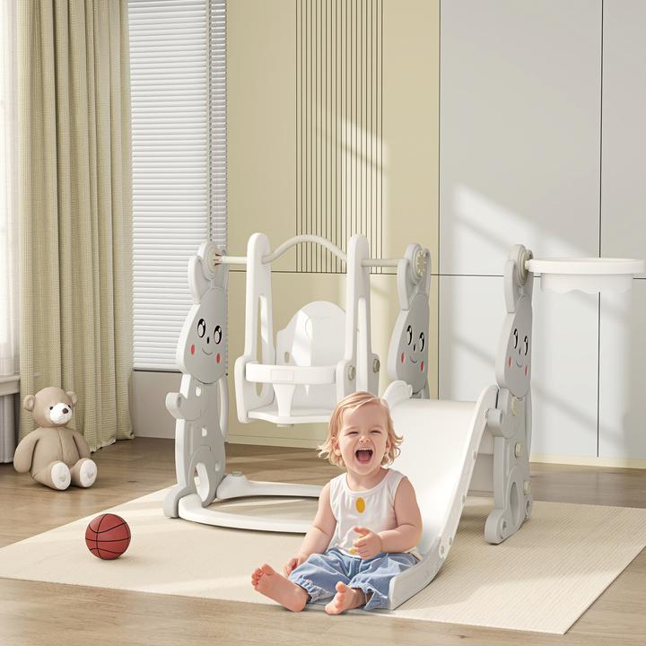 Produktbild Aiyaplay Kinderschaukel & Kinderrutsche Set Kunststoff Grau