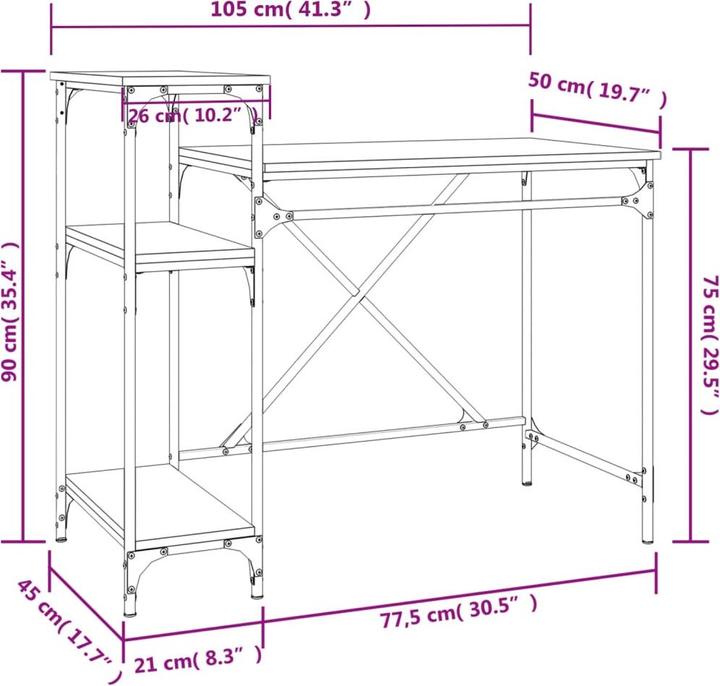 Image du produit vidaXL Schreibtisch (105 x 50 x 90 cm)