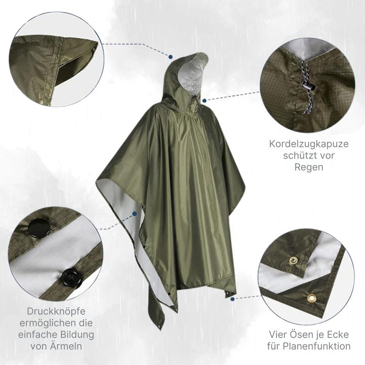 Produktbild Hermex Regenponcho Regencape Regenumhang Regenjacke Wasserschutzponcho (One Size)