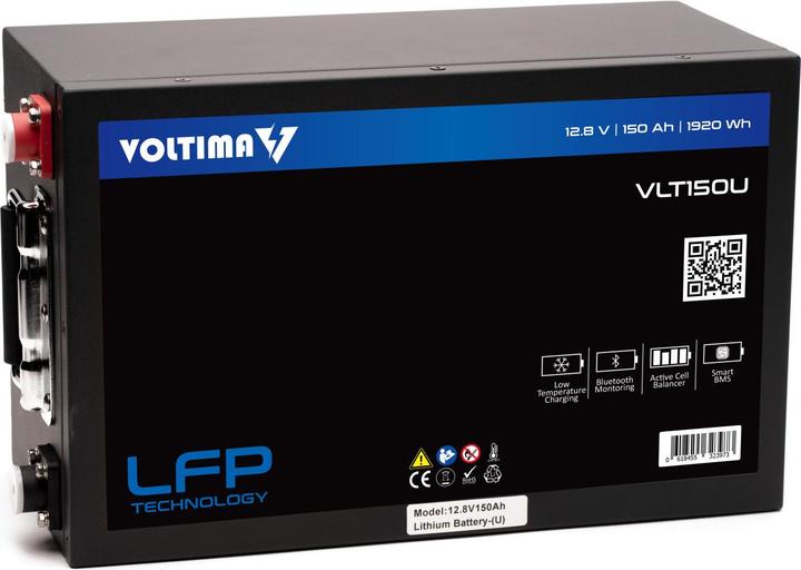 Actual product image Voltima VLT150U 12V LiFePO4 Lithium Untersitz Versorgungsbatterie 150Ah mit App (12 V, 150 Ah)