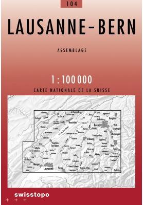 Landkarte 104 Lausanne-Bern 1:100'000 (Deutsch, Englisch, Französisch, Bundesamt für Landestopografie swisstopo, 2020)