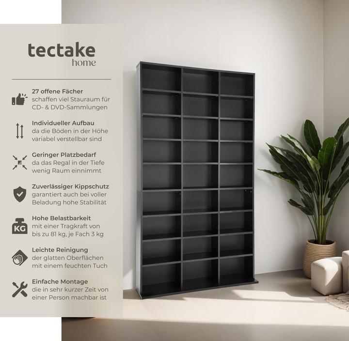 Immagine prodotto tectake Scaffale CD (102 x 23,5 x 180 cm)