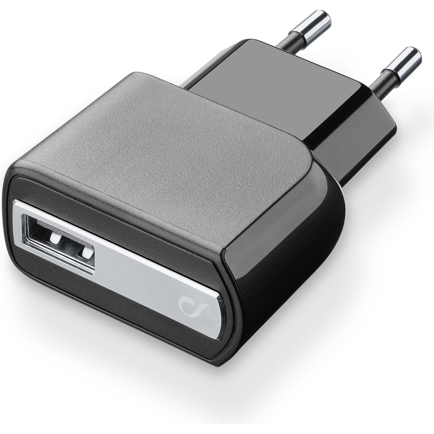 Cellularline USB Charger 2A - Huawei, Xiaomi, Wiko, Asus and other smartphone (10 W), Caricatore USB, Nero
