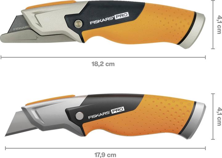 Actual product image Fiskars Utility knife with fixed blade, length 18.2 cm, Stainless steel/plastic, Black (Cutters)