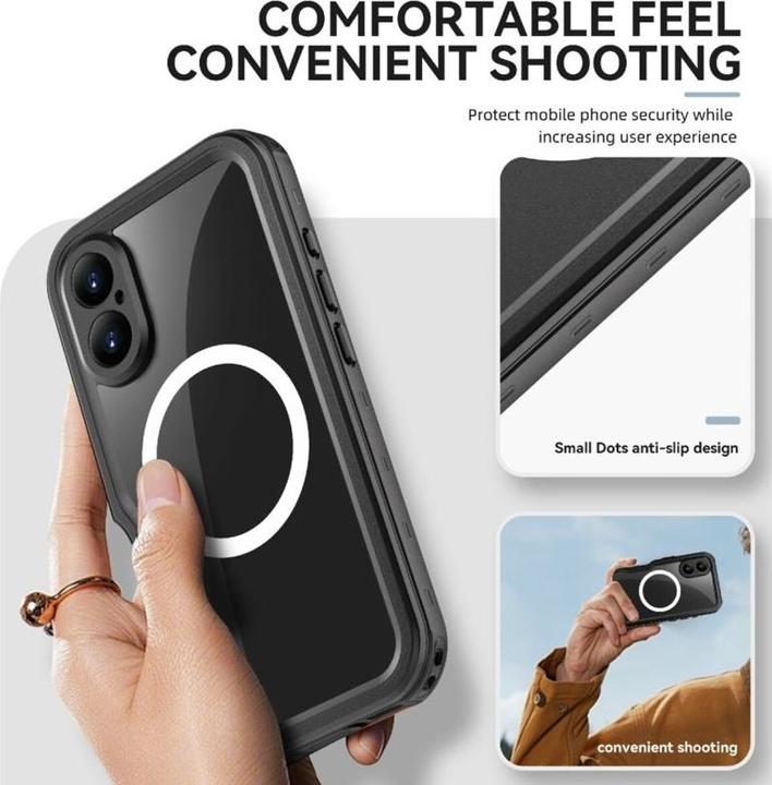Actual product image Redpepper Apple iPhone 16 Plus - IP68 Dot Series Wasserdichtes Outdoor Case, schwarz (Apple iPhone 16 Plus)