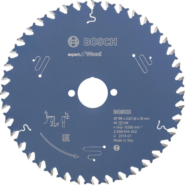 Produktbild Bosch Professional Zubehör Kreissägeblatt Expert for Wood, 184 x 30 x 2,6 mm, 40