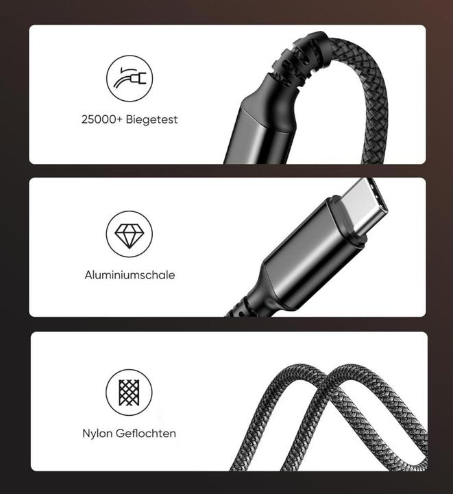 Produktbild PowerGuard C-to-Aux-Plug USB Type C zu 3.5mm Klinke AUX Audio Kabel (3.5mm Klinke)