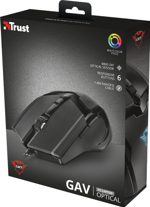 Actual product image Trust GXT 101 Mouse Ambidextrous USB Type-A 4800 DPI (Cable)