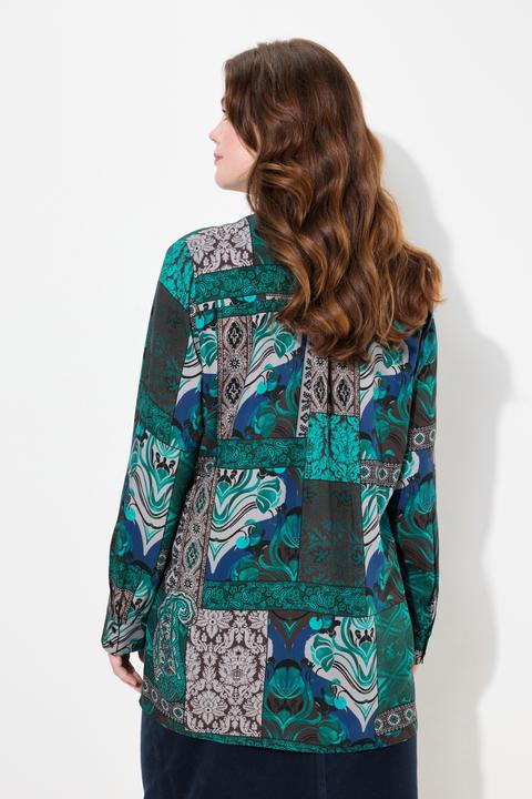 Actual product image Ulla Popken Mixed Country House Pattern Long Sleeve Button-Down Blouse (54)