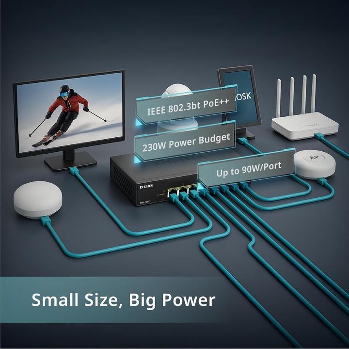 Produktbild D-Link 8 ports 2.5G/MultiGig PoE Unmanaged Switch Metal (8 Ports)