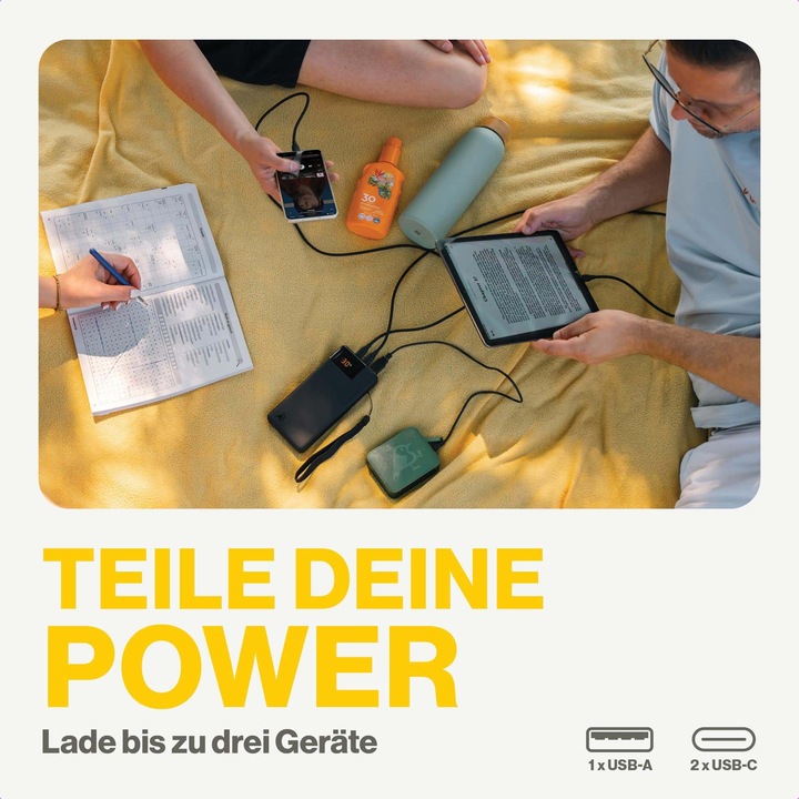 Actual product image Aqiila Powerbird B20B+ - Powerbank 20000 mAh, 65W - Black (20000 mAh, 65 W, 74 Wh)