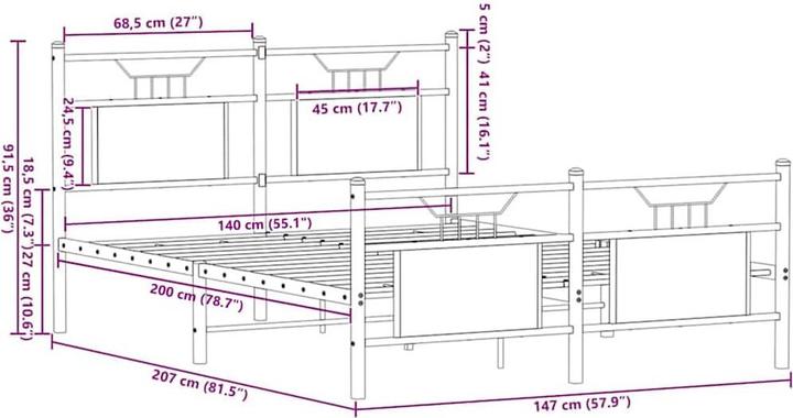 Image du produit vidaXL Bettgestell (140 x 200 cm)