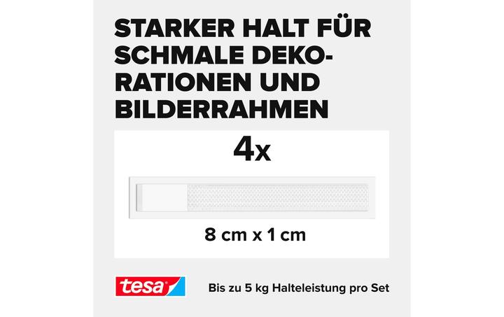 Immagine prodotto tesa Powerstrips CLICK - Klett-Klebepads - Bilder aufhängen ohne Bohren -Slim - 4 x 2 Stück (120 mm, 5 kg)