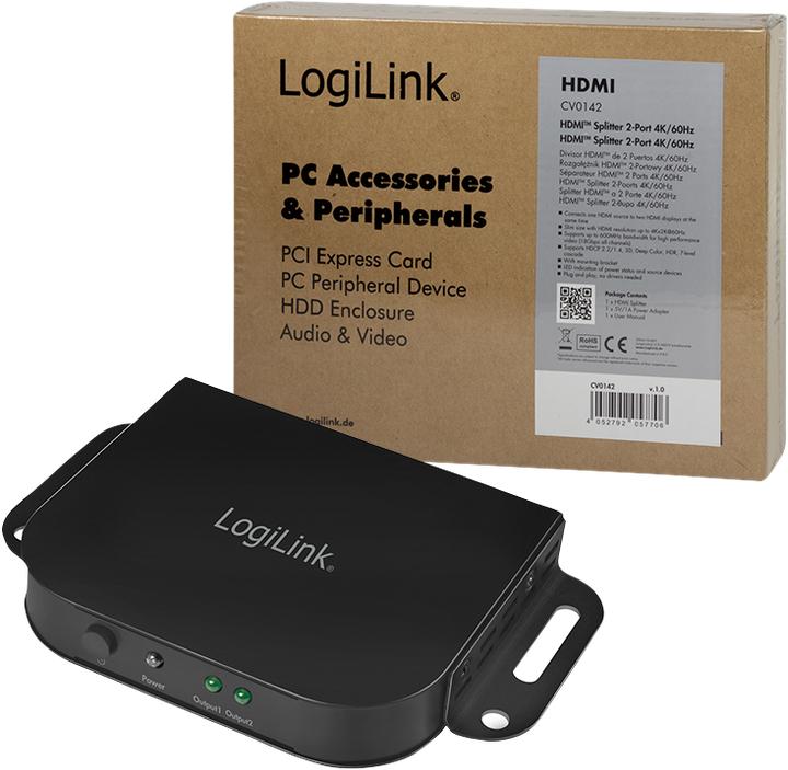 Produktbild LogiLink Ultra-HD, 2x HMDI 2.0b, HDCP 2.2, 600MHz/18Gbps