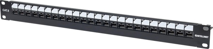 Produktbild Intellinet Abschliessbares Patchpanel Cat6 ungeschirmt 24 Ports Desktop Klemmleisten mit 90 Grad abgewinkelt...
