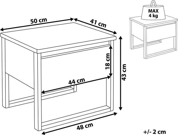 Produktbild Beliani Nachttisch Kiefernholz dunkelbraun rechteckig 41 x 50 cm GIULIA